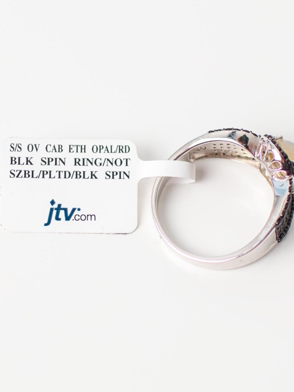 Ethiopian Opal and Black Spinel Sterling Silver 925 Ring JTV Size 12 NEW - Picture 3 of 6